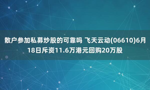 散户参加私募炒股的可靠吗 飞天云动(06610)6月18日斥资11.6万港元回购20万股